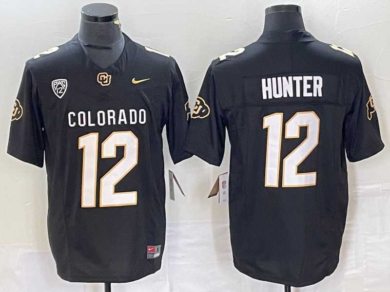 Mens Colorado Buffaloes #12 Travis Hunter Black 2023 F.U.S.E. Stitched Football Jersey